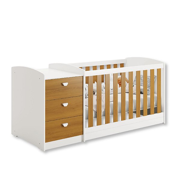 Berço Multifuncional Atlanta Branco Fosco/Savana