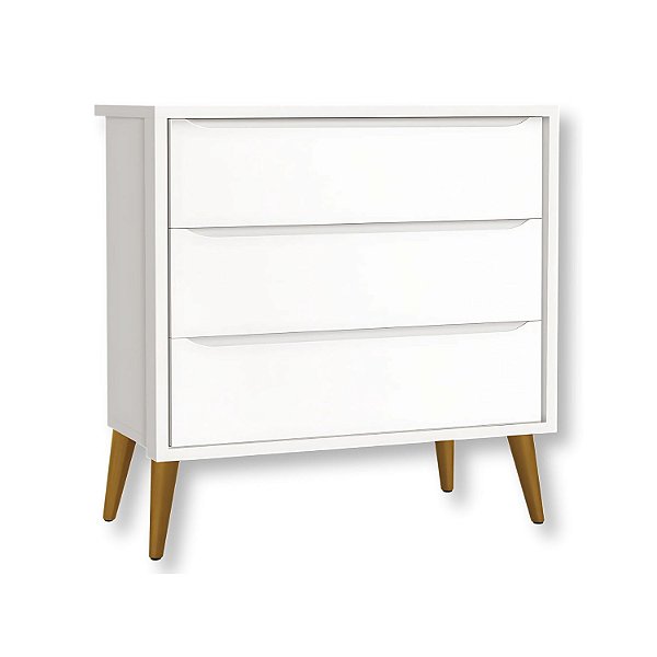 Cômoda Infantil 3 Gavetas Retrô Branco Theo