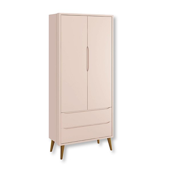 Guarda Roupa Infantil 2 Portas e 2 Gavetas Retrô Rosa Theo