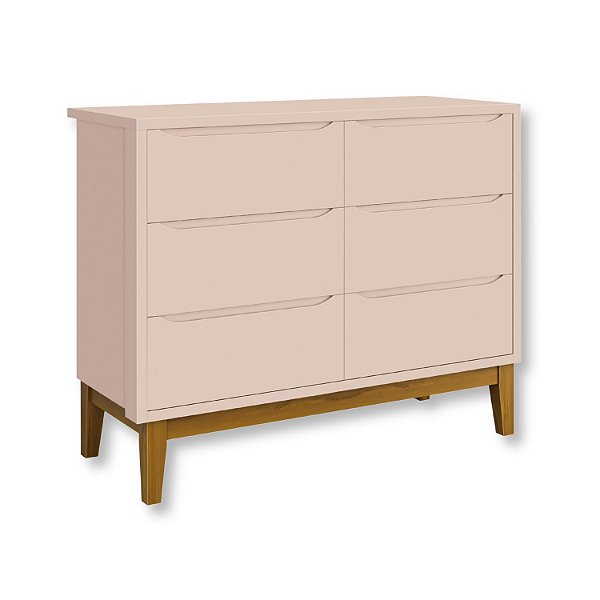 Cômoda Infantil 6 Gavetas Rosa Classic
