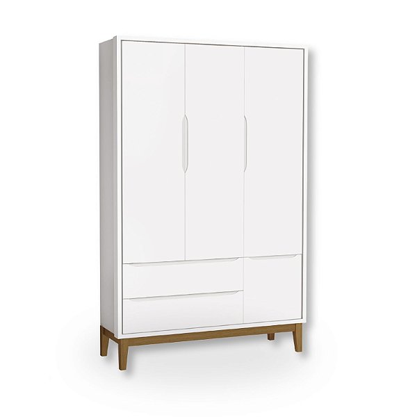 Guarda Roupa Infantil 3 Portas e 2 Gavetas Branco Classic