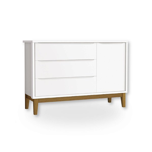 Cômoda Infantil 1 Porta e 3 Gavetas Branca Classic