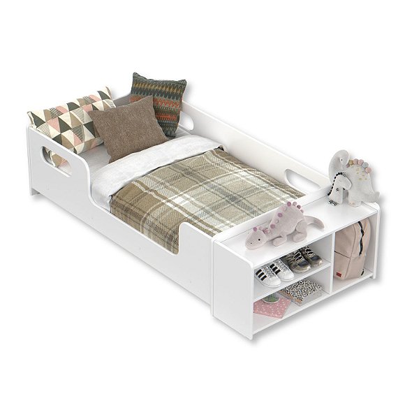 Mini Cama Infantil Montessoriana Aconchego com Nicho Branca
