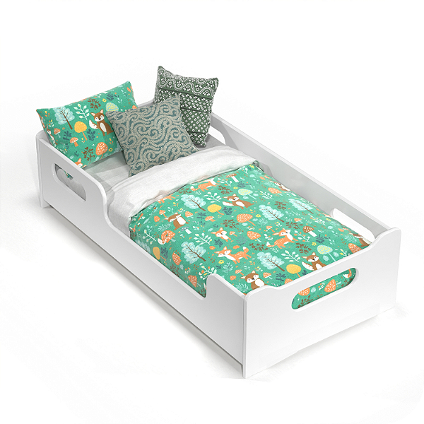 Mini Cama Infantil Montessoriana Encanto com Proteção Lateral Branca