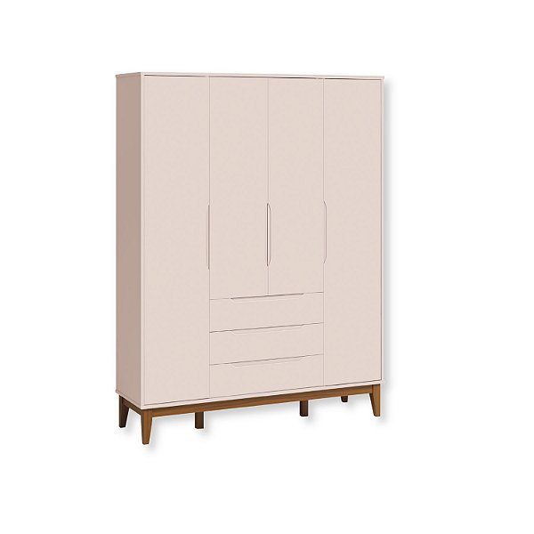 Guarda Roupa Infantil 4 Portas e 3 Gavetas Elfe Classic Rosa