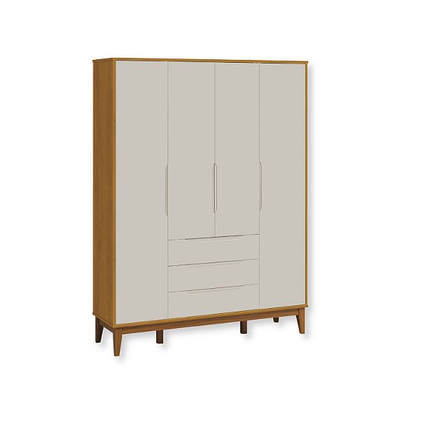 Guarda Roupa Infantil 4 Portas e 3 Gavetas Elfe Classic Areia/Savana