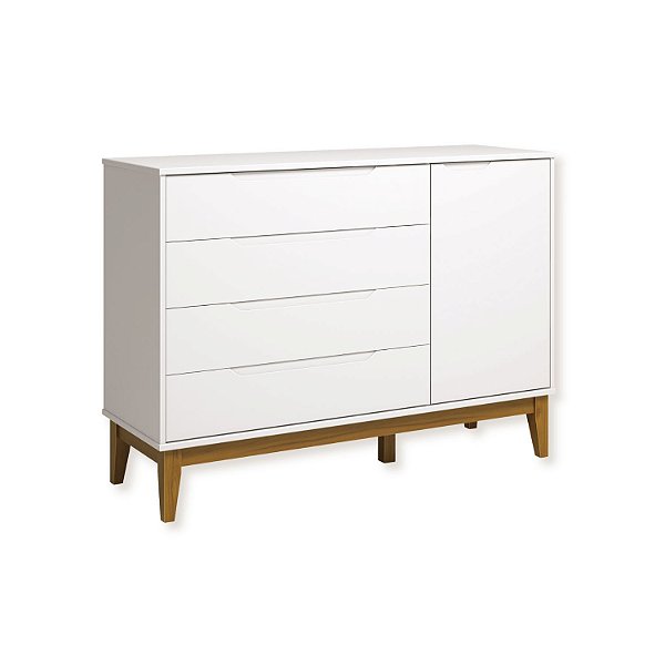 Cômoda Sapateira Elfe Classic com 1 Porta e 4 Gavetas Branco Fosco