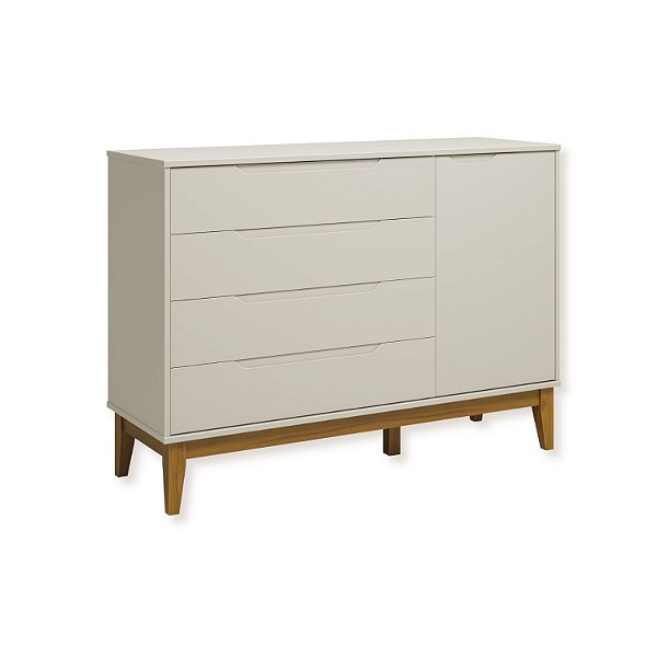 Cômoda Sapateira Elfe Classic com 1 Porta e 4 Gavetas Areia Fosco