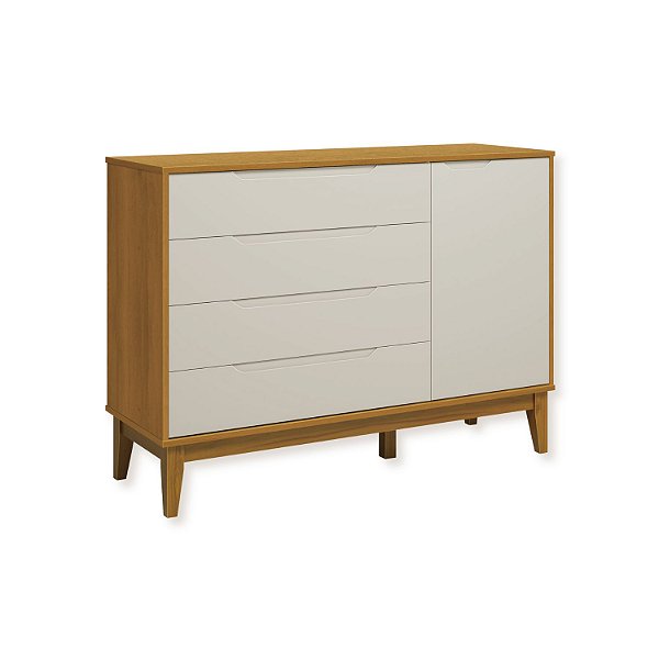 Cômoda Sapateira Elfe Classic com 1 Porta e 4 Gavetas Areia Fosco/Savana