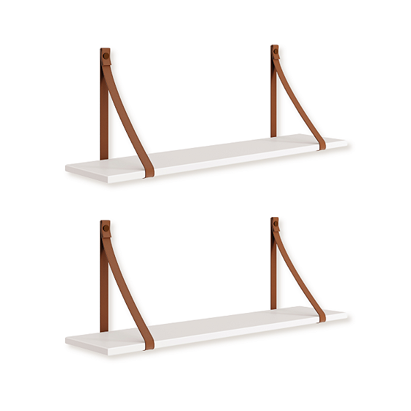 Kit 2 Prateleiras Luna 89,6 cm Branco Fosco