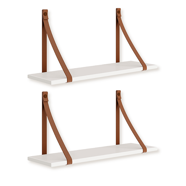 Kit 2 Prateleiras Luna 66,6 cm Branco Fosco