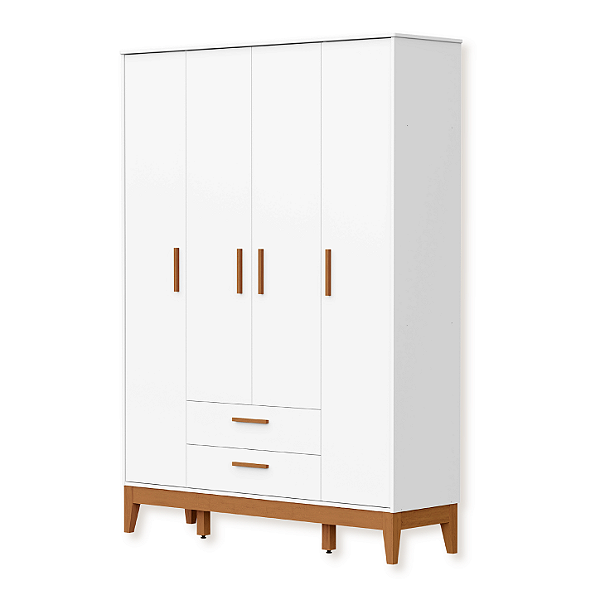 Guarda Roupa Infantil Flip 4 Portas 2 Gavetas Branco Fosco