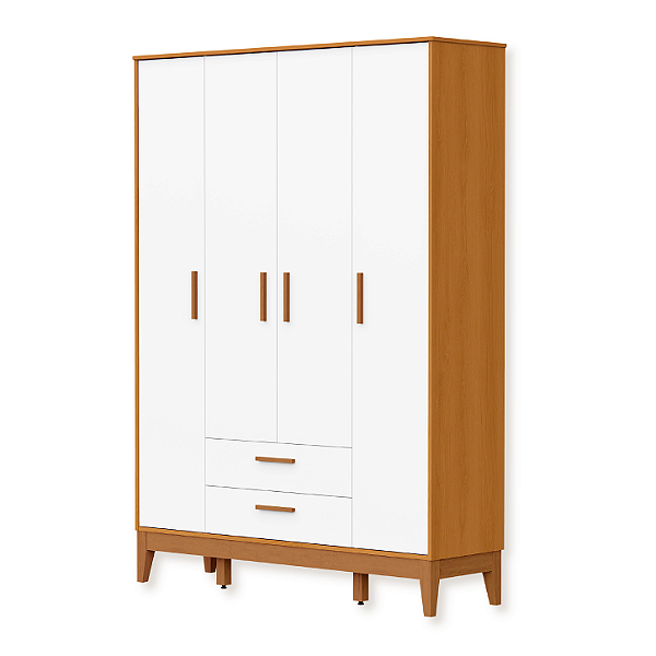 Guarda Roupa Infantil Flip 4 Portas 2 Gavetas Branco Fosco/Savana