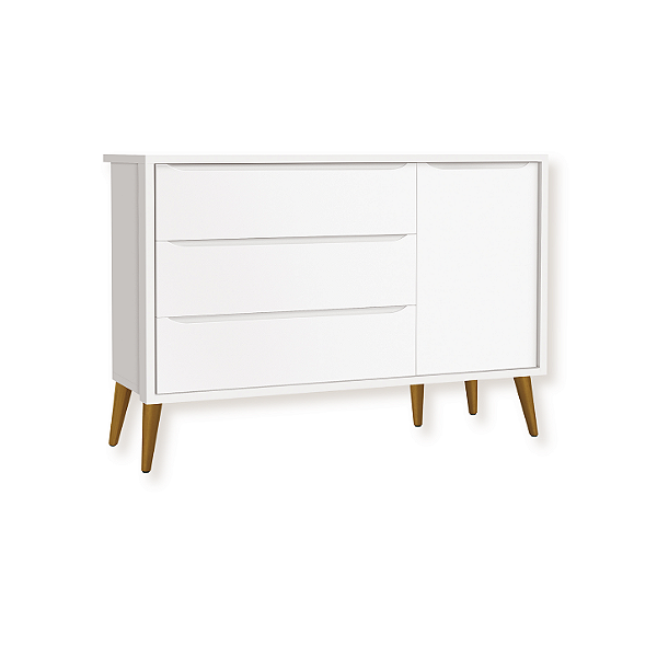 Cômoda Infantil Theo 1 Porta 3 Gavetas Branco Fosco