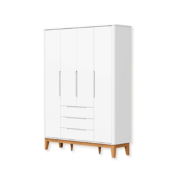 Guarda Roupa Infantil Boom 4 Portas 3 Gavetas Branco Fosco
