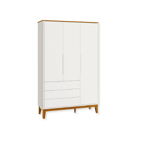 Guarda Roupa Infantil Boom 3 Portas 3 Gavetas Branco Fosco/Savana