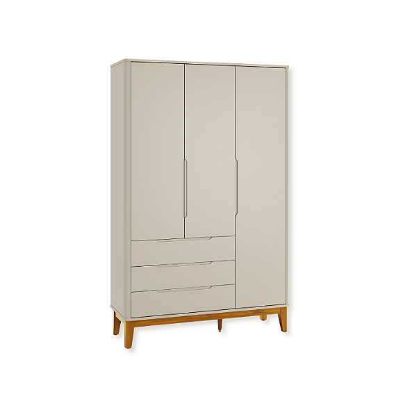 Guarda Roupa Infantil Boom 3 Portas 3 Gavetas Areia Fosco