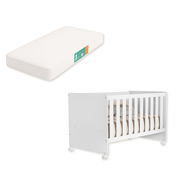 Berço Americano Tico Branco Fosco + Colchão