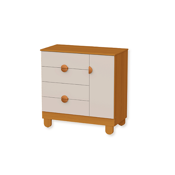 Cômoda Infantil Apolo 1 Porta 4 gavetas Areia Fosco Savana