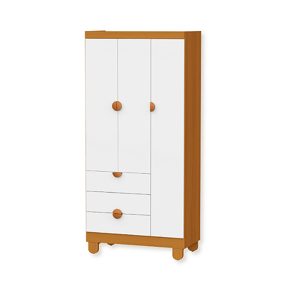 Guarda Roupa Infantil 3 Portas 3 Gavetas Apolo Branco Fosco Savana