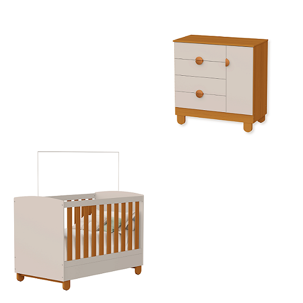Quarto de Bebê Berço Americano + Cômoda Infantil Apolo Areia Savana