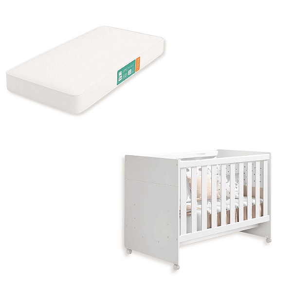 Berço Americano Katatau Flex Branco Fosco + Colchão