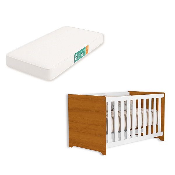 Berço Americano 2 em 1 Mali Branco Savana + Colchão