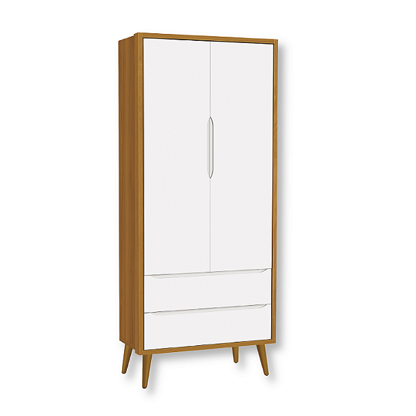 Guarda Roupa Infantil 2 Portas e 2 Gavetas Branco Savana Theo