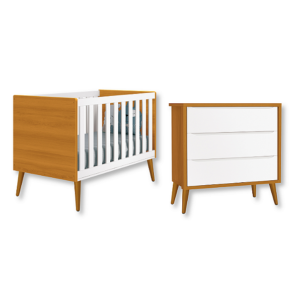 Quarto de Bebê Berço + Cômoda 3 Gavetas Savana Theo