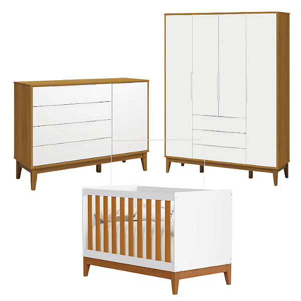 Quarto De Bebê Completo Classic Elfe Branco Savana