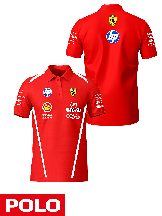 Camiseta Polo Ferrari 2026 - Team - Vermelho