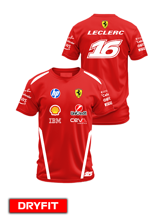Camiseta Dryfit Ferrari 2026 - Charles Leclerc - Vermelho