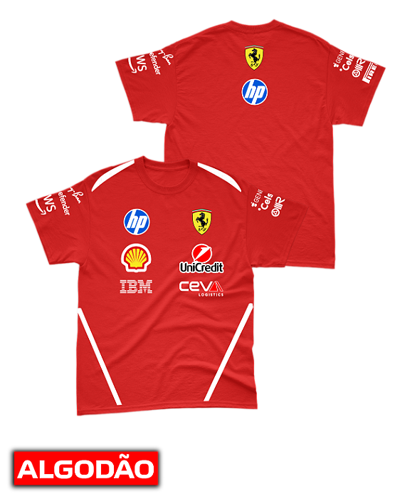 Camiseta Algodão Ferrari 2026 - Team - Vermelho