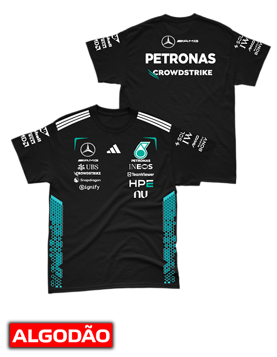 Camiseta Algodão Mercedes 2026 - Team - Preto