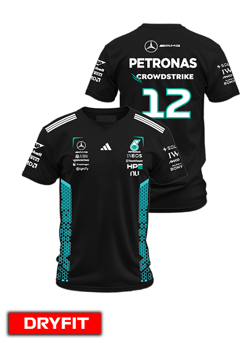 Camiseta Dryfit Mercedes 2026 - Kimi Antonelli - Preto