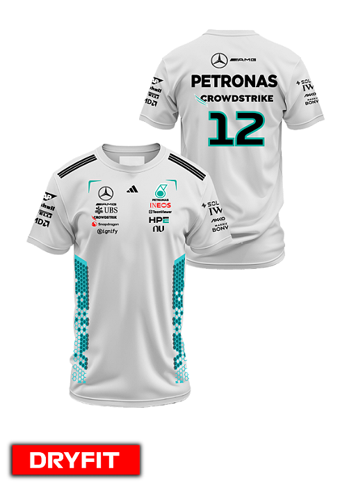 Camiseta Dryfit Mercedes 2026 - Kimi Antonelli - Branco