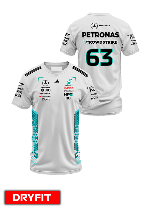 Camiseta Dryfit Mercedes 2026 - George Russel - Branco