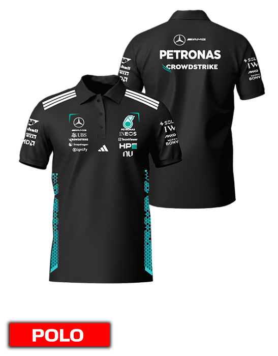 Camiseta Polo Mercedes 2026 - Team - Preto