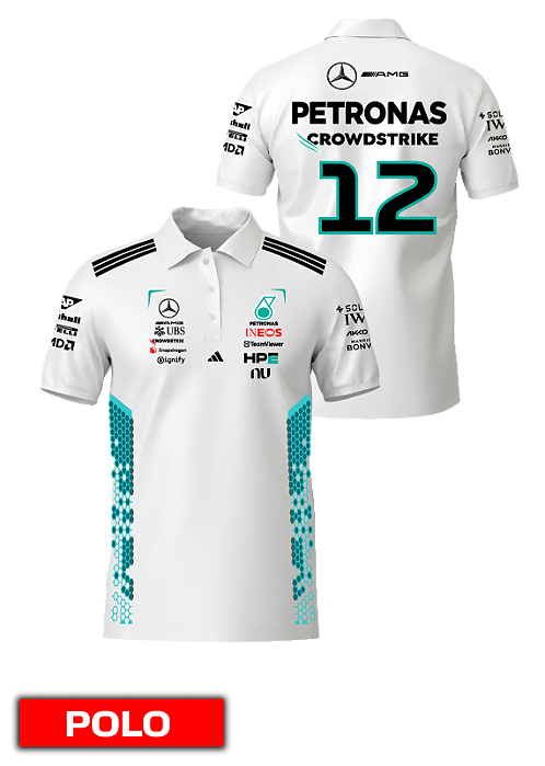 Camiseta Polo Mercedes 2026 - Kimi Antonelli - Branco