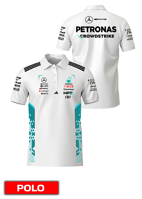 Camiseta Polo Mercedes 2026 - Team - Branco