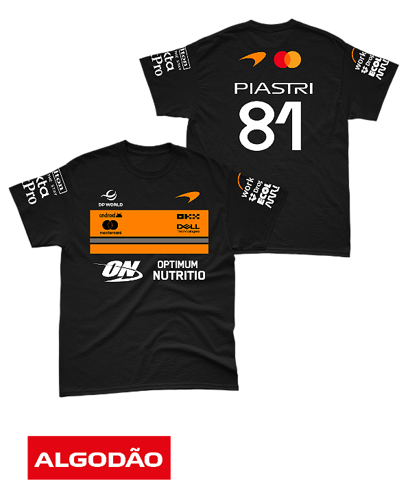 Camiseta Algodão Mclaren 2026 - Oscar Piastri - Preto ( EDITION )