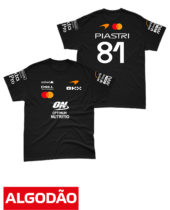 Camiseta Algodão Mclaren 2026 - Oscar Piastri - Preto