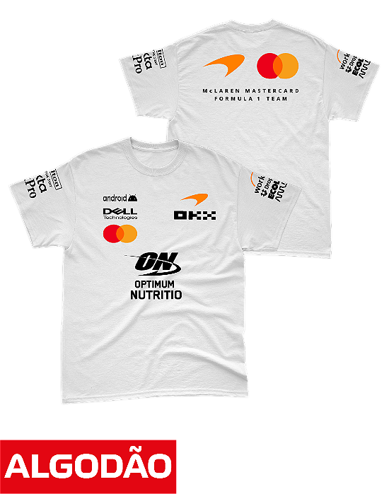 Camiseta Algodão Mclaren 2026 - Team - Branco