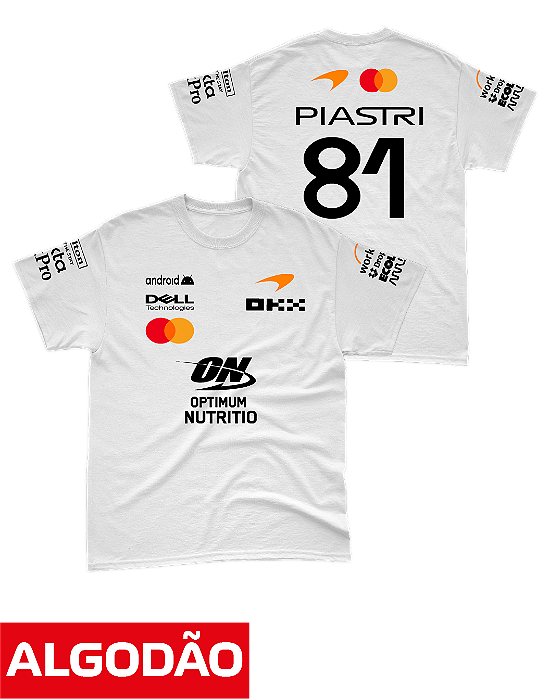 Camiseta Algodão Mclaren 2026 - Oscar Piastri - Branco