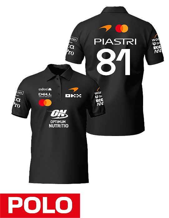 Camiseta Polo Mclaren 2026 - Oscar Piastri - Preto