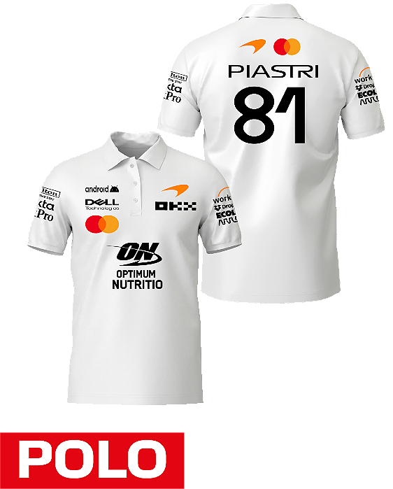 Camiseta Polo Mclaren 2026 - Oscar Piastri - Branco