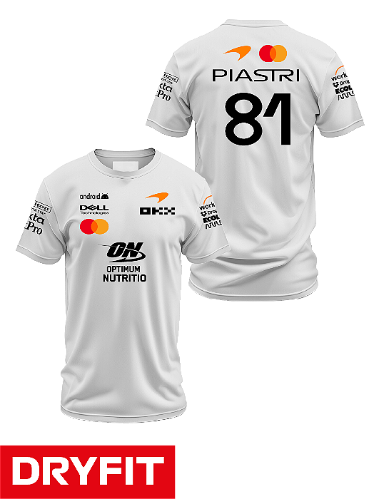 Camiseta Dryfit Mclaren 2026 - Oscar Piastri - Branco