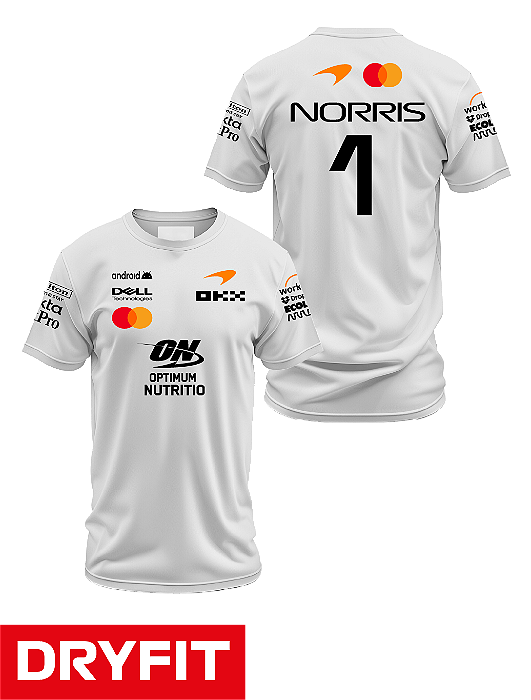 Camiseta Dryfit Mclaren 2026 - Lando Norris - Branco