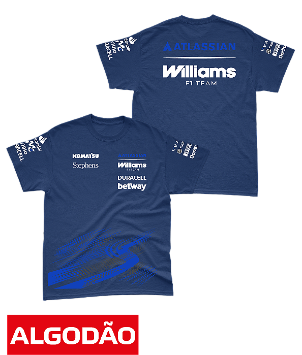 Camiseta Algodão Williams 2026 - Team - Azul Marinho