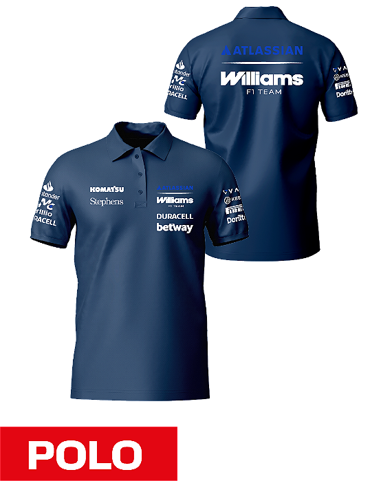 Camiseta Polo Williams 2026 - Team - Azul Marinho